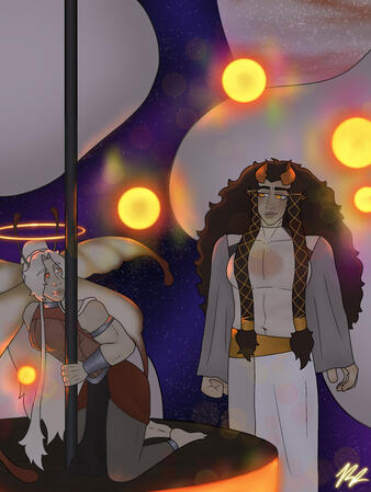 two characters with rendering and bg