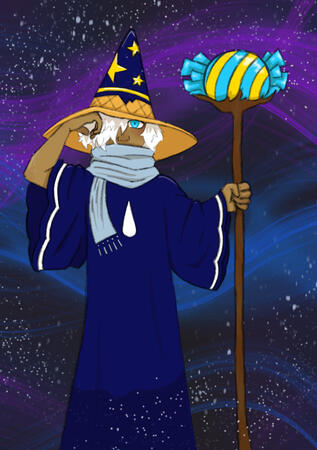 solo sketch w/ flat color and abstract bg